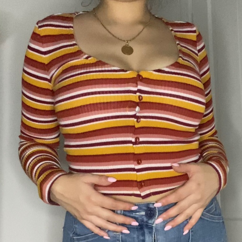 orange and red striped shirt pacsun me to we